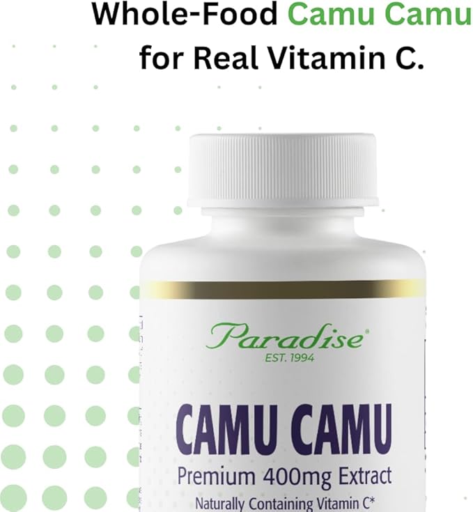 Paradise Herbs Organic Camu Camu Extract 400 mg Rich in Vitamin C Pure &amp Potent Gluten Free Non-GMO Vegan 180 Vegetarian Capsules