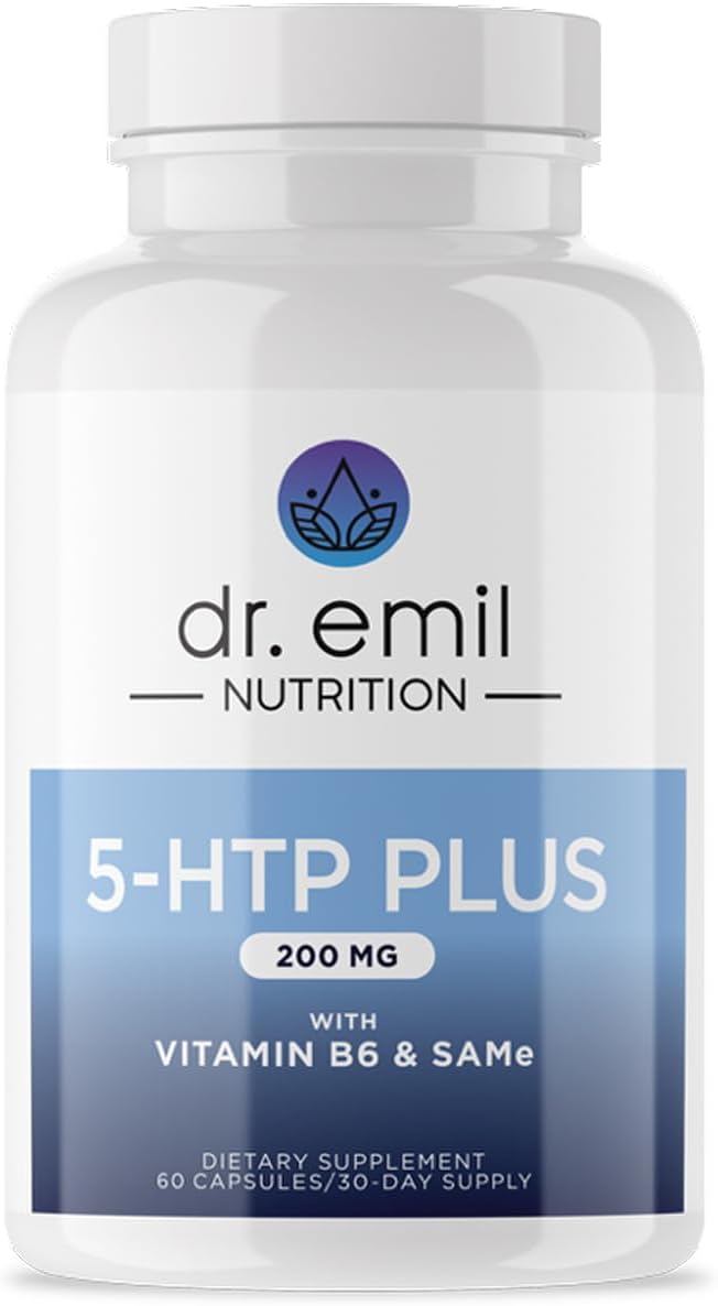 DR. EMIL NUTRITION 200 MG 5-HTP Plus with SAM-e to Maintain Normal Healthy Sleep and Create a Sense of Wellbeing - 5HTP Supplement with Vitamin B6-60 Vegan Capsules 30 Servings