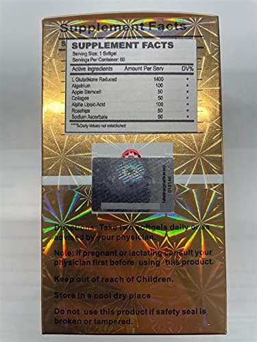 New Gold Glutathione 1800mg with Collagen Stem Cell ALA &amp Vitamin C – 60 Softgels | Skin &amp Antioxidant Support | High Absorption Formula for Radiance &amp Recovery