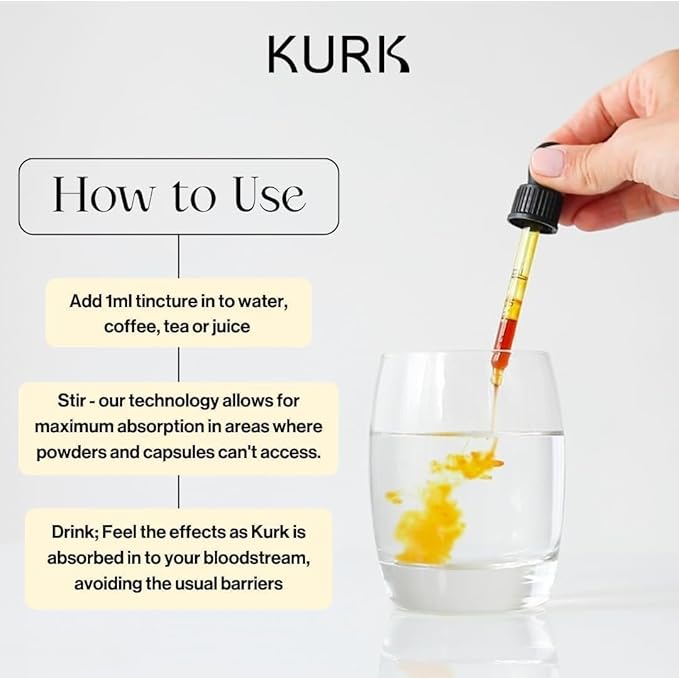 Kurk Essential Liquid Turmeric Curcumin Supplement Turmeric Drops Oil for Advanced Everyday Wellness Focus &amp Energy 185x More Absorbable Than Powders Plant-Based (Trio) (3 x 1 Fl Oz)