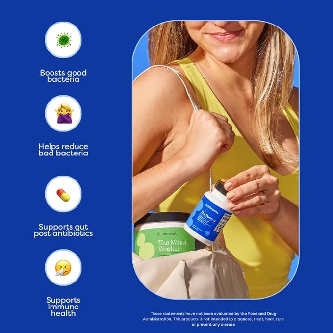 GutPersonal The Booster Targeted Probiotic for Gut Health: Support The Immune System with 5 Billion CFU Saccharomyces Boulardii Capsules 30 Servings