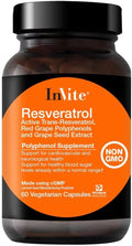Invite Health Resveratrol - Supports Heart and Brain Health - 30 Day Supply - 60 Vegetarian Capsules