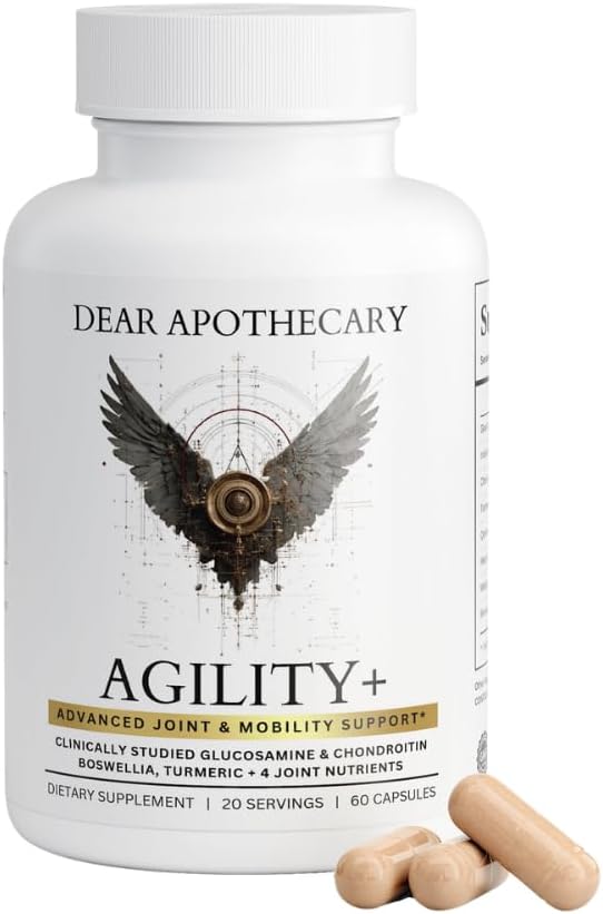 Agility+ Glucosamine Chondroitin Supplement - 1500mg Glucosamine Boswellia Turmeric MSM - Joint Support for Men &amp Women - Non-GMO Gluten Free - 60 Capsules