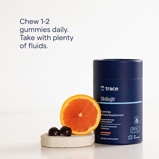Trace Minerals Shilajit Gummies - Chewable Shilajit Supplement for Daily Wellness - Immunity Chew - Energy Brain Health &amp Digestion Support - Orange - 30 Count (15 Servings)