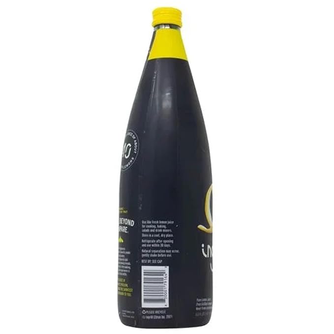 Ingrilli 100% Organic Lemon Juice 33.8 Fl Oz Glass Bottle (Pack of 6)