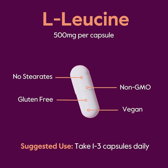 BESTVITE Filler-Free L-Leucine 500mg per Capsule (480 Vegetarian Capsules) (240x2) – No Stearates No Fillers – Vegan Non-GMO Gluten-Free Leucine Supplement – Essential Amino Acid Supplement