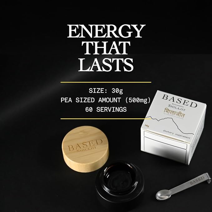 Based Shilajit | Pure Shilajit Resin with Max Potency Energy &amp Immune Support for Men and Women | Rich in Fulvic Acid and 85+ Trace Minerals 60 Servings