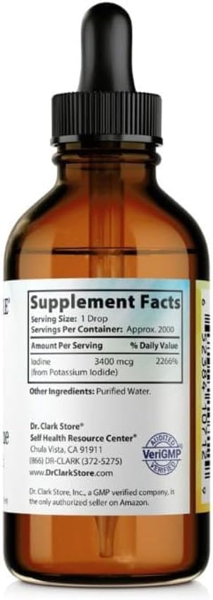 Dr. Clark Store White Iodine (Nascent Iodine) – 4 Fl Oz Supports Thyroid Health &amp Immune System