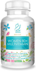 ACTIF Organic Multivitamin for Women Age 80+ with 20+ Advanced Factors and Omega-3 – Non GMO Made in USA 90 Count