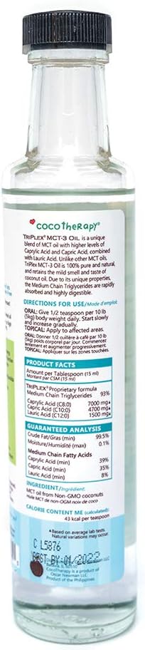 CocoTherapy Triplex MCT-3 Oil Non-GMO 100% Pure and Natural 8 oz.