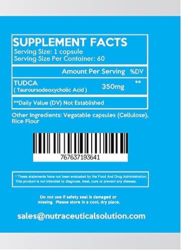 TUDCA | 350mg per Capsule x 60 Capsules | Nutraceutical Solution | Tauroursodeoxycholic Acid