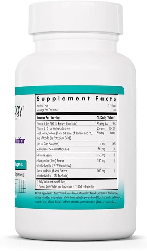 Allergy Research Group Nutricology Thyroid Nutrition with Iodoral - Thyroid Support for Men &amp Women Thyroid Complex Supplement Thyroid Health Iodine - 60 Count