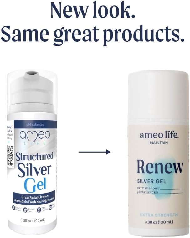 Ameo Life Extra Strength Colloidal Silver Gel 35 ppm - pH Balanced Structured Silver Gel for Healthy Skin Minor Cuts Scrapes &amp Burns - Natural Skin Care for Rejuvenation (100ml)