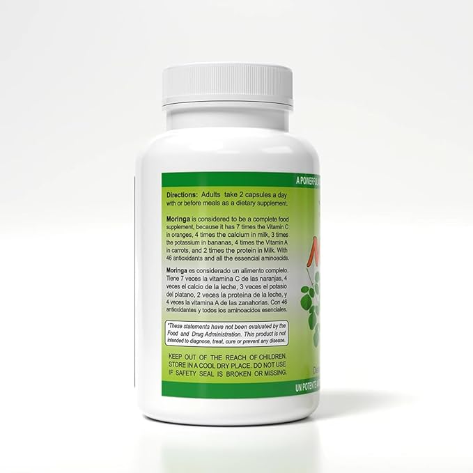Sunshine Naturals Moringa Dietary Supplement. Immune System Aid Energy Booster Antioxidant Support and Nutrient-Rich Superfood. Promotes Digestion and Heart Health. 120 Capsules. Pack of 3
