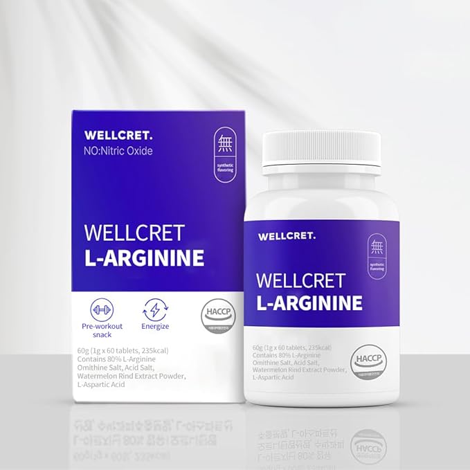 L-Arginine Supplement 480 Tablets (Pack of 8) - Promotes Healthy Blood Flow Supports Exercise Performance and Immune Function