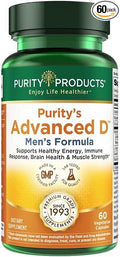 Purity Products Advanced Vitamin D Men's Formula Packed with Vitamin D Vitamin K2 Zinc Magnesium Citrate Boron and Taurine - 60 Vegetarian Capsules