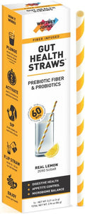 Whitney Johns Gut Straws with Probiotics for Digestive Health – 60 Billion CFUs – Supports Gut Health &amp Nutrient Absorption – Fiber Infused Drinking Straws with Prebiotics Lemon Flavor 14 Count