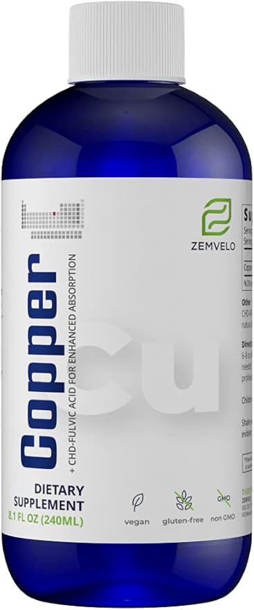 Liquid Ionic Chelated Copper | Natural Elixir for Healthy Connective Tissue | Healthy Hair Skin Nails &amp Collagen | Healthy Iron Levels | Mood Balance | 3 Month Supply