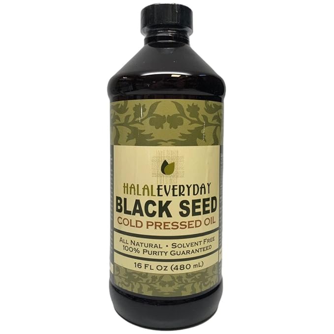 Raw Unrefined Unfiltered Very Dark and potent 100% Pure and Cold Pressed Black Seed (Nigella Sativa) Oil - 64oz - 4-16oz Bottles- NON-GMO and Vegan - 100% Hexane Free Halal Certified