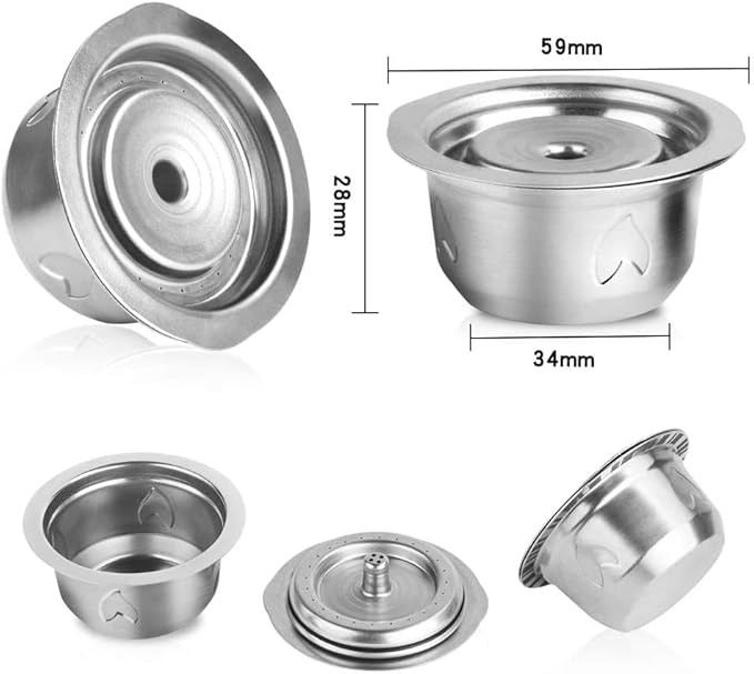 Stainless Steel Metal Coffee Capsule Compatible with Nespresso Vertuoline Pod Holderfit for Vertuolline GCA1 ENV135 (BIG CUP 8OZ with Tamper)
