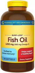 Burp-Less Fish Oil 1200 mg Softgels 240 ct. with taha Sticker