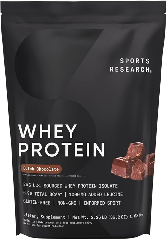 Sports Research Creatine Monohydrate (10.58 oz) and Dutch Chocolate Whey Protein (2 lbs) The Dynamic Duo for Lean Muscle Building Improved Performance and Strength &amp Workout Recovery