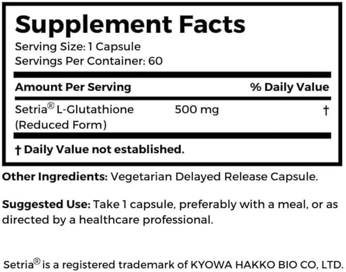 Dr Clark Store Liposomal Glutathione Supplement 60 Caps 2-Month Supply Supports Natural Detoxification Immune System Skin Health Mental Clarity &amp Overall Well-Being L-Glutathione 500mg Caps