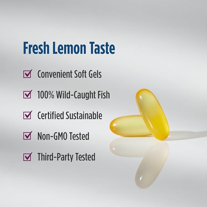 Nordic Naturals Complete Omega Lemon Flavor - 120 Soft Gels - 565 mg Omega-3 - EPA &amp DHA with Added GLA - Healthy Skin Cognition Positive Mood - Non-GMO - 60 Servings