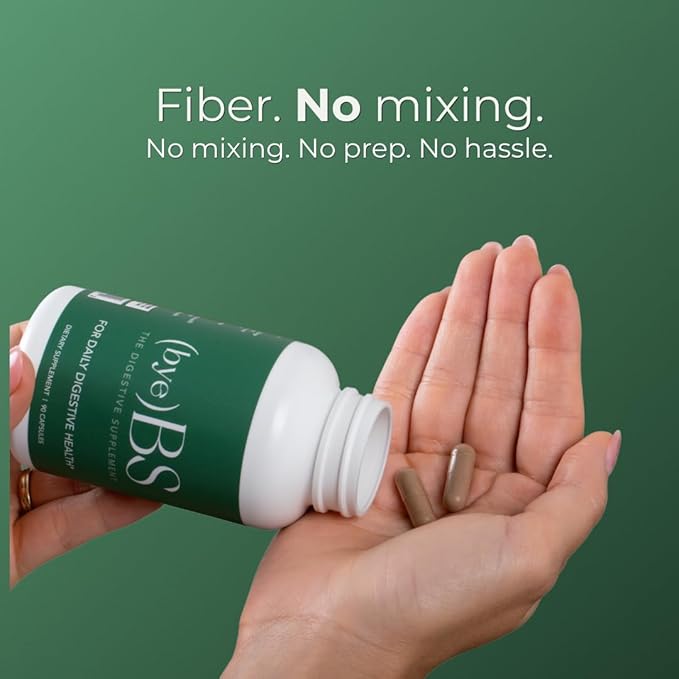 Bloating Relief Capsules – No Mixing Fiber for Daily Digestive Support – Psyllium Fiber Peppermint Slippery Elm &amp L-Glutamine – Daily Gut Health Supplement for Regularity &amp Comfort