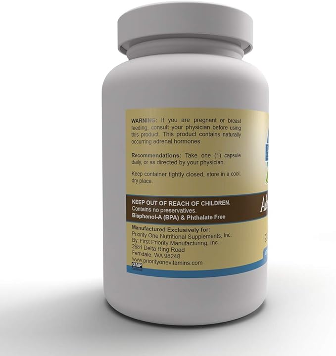 Priority One Vitamins Adrenal 250mg 90 Capsules Adrenal Support