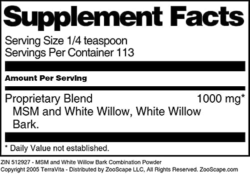 MSM and White Willow Bark Combination Powder (4 oz ZIN: 512927) - 3 Pack