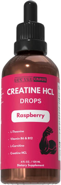 Creatine HCL Liquid Drops for Men &amp Women - 2ml Per Serving L-Theanine Vitamin B12 &amp B6 L-Carnitine - High Absorption 4 Fl Oz (120ml) (4 FL OZ Raspberry)