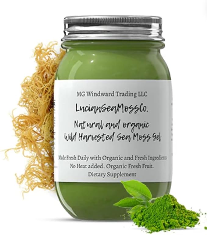 Moringa Infused Cerified Wild Harvested Organic Irish Sea Moss Gel | Immune and Digestive Support | Vitamin Mineral Antioxidant Supplements | (16oz. Moringa)