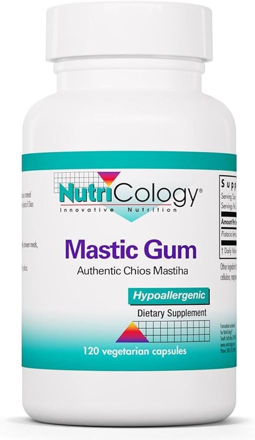 Allergy Research Group NutriCology Mastic Gum - Supports Digestive Comfort - Delivers 1000 mg Chios Mastic Gum Resin per Serving - Vegetarian &amp Hypoallergenic - 120 Servings - 240 Capsules