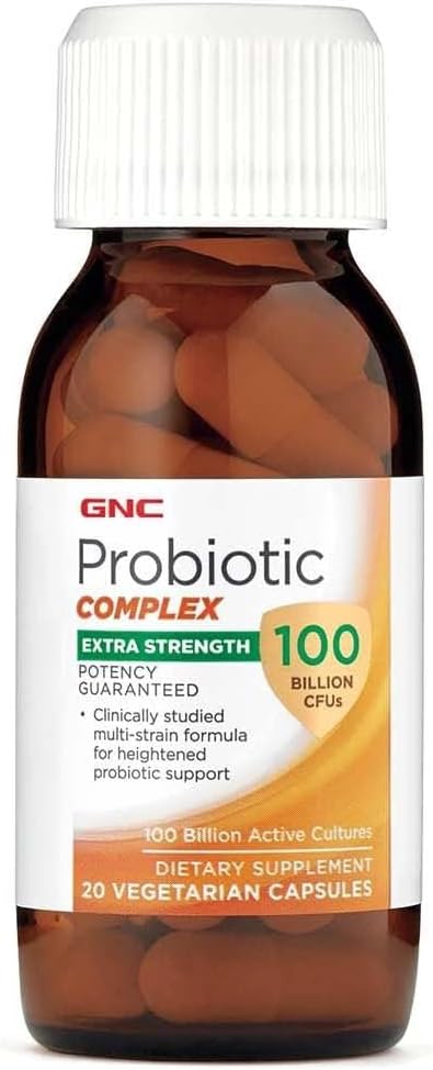 GNC Probiotic Complex Extra Strength with 100 Billion CFUs | for Heightened Probiotic Support and Digestive &amp Immune Support Vegetarian | 20 Capsules