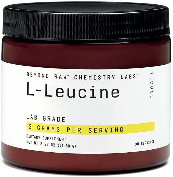BEYOND RAW Chemistry Labs L-Leucine Powder Fuels Muscles 30 Servings