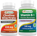 Best Naturals Choline Bitartrate 650 mg &amp Vitamin B1 as Thiamine Mononitrate 100 mg