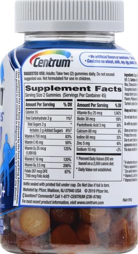 Centrum MultiGummies Gummy Multivitamin For Women 50 Plus With Vitamin D3 B6 And B12 Multivitamin/Multimineral Supplement - 90 Count
