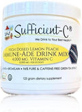 Sufficient-C High Dose Non-GMO Vitamin C Lemon Peach Immune-Ade Drink Mix Convenient 125 Gram Size w/L-lysine Bromelain &amp a Premium 96% Pure Green Tea Extract - Stomach Friendly Adrenal Support