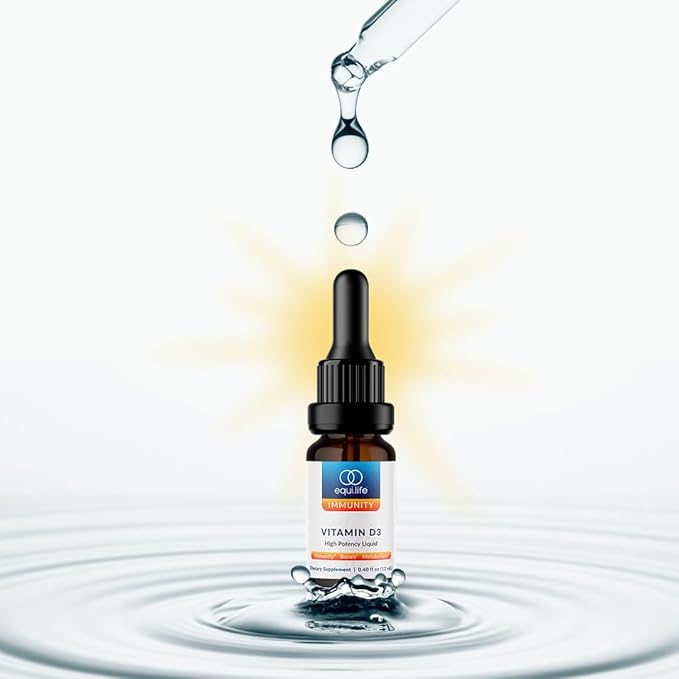 Equilife Vitamin D3 Liquid Drops High Potency Vitamin D Liquid with Healthy Fats for Easy Digestion Supports Immune Function and Overall Health Gluten Free Vegan Non GMO 0.40 fl oz