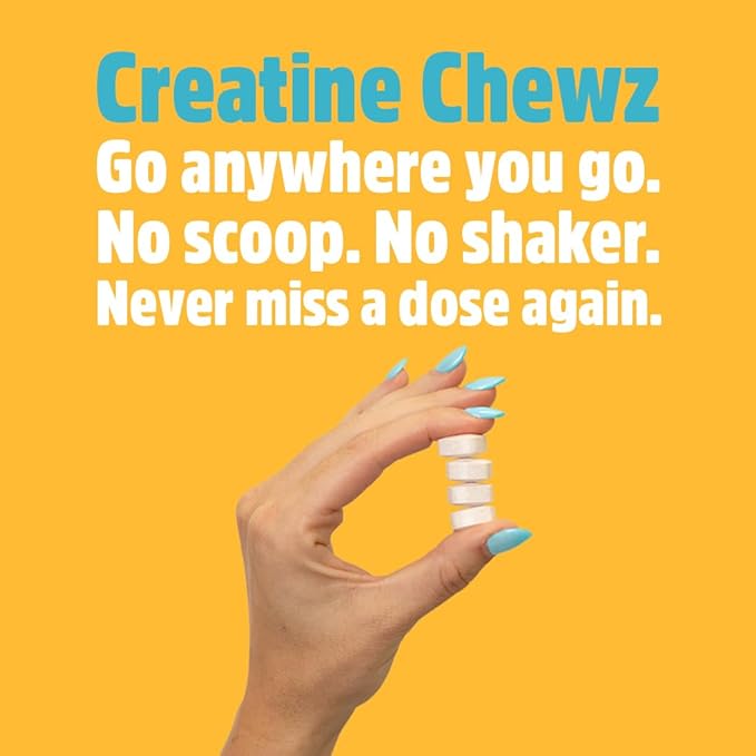 PVL Creatine Chewz – Sugar-Free Chewable Creatine Supplement for On-The-Go Use – 5g Creatine Monohydrate Per Day – Pre Workout &amp Muscle Recovery Support – 80 Tablets – Mixed Berry
