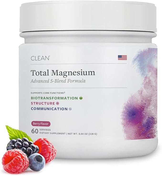 Total Magnesium Complex Powder Berry Flavored Magnesium Supplement for Sleep Stress &amp Digestion Advanced 5-blend Formula with Glycinate Citrate Malate Taurate Carbonate 60 Servings