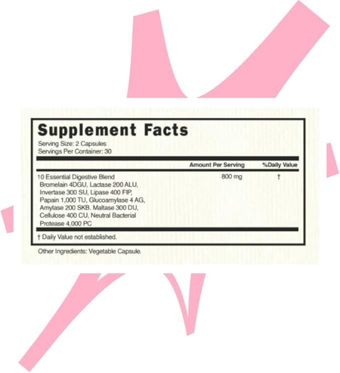 Biohacking Bestie Food Bestie Supplement - Digestive Enzymes for Women &amp Men Natural Digestion &amp Bloating Support Promotes Gut Health Formulated with Bromelain &amp Lipase Gluten Free - 6