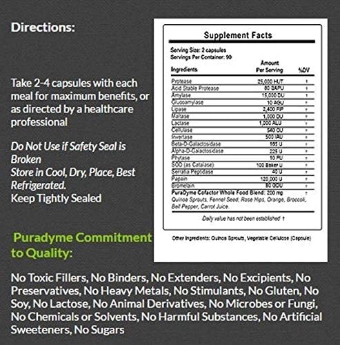 PuraDyme LiyfZyme Plant Based Digestion and Dietary Supplement - 500 Veggie Capsules. by Lou Corona
