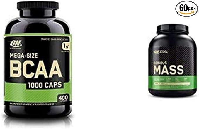 OPTIMUM NUTRITION Instantized BCAA Capsules Keto Friendly Branched Chain Essential Amino Acids with Serious Mass Weight Gainer Protein Powder for Immune Support Vanilla