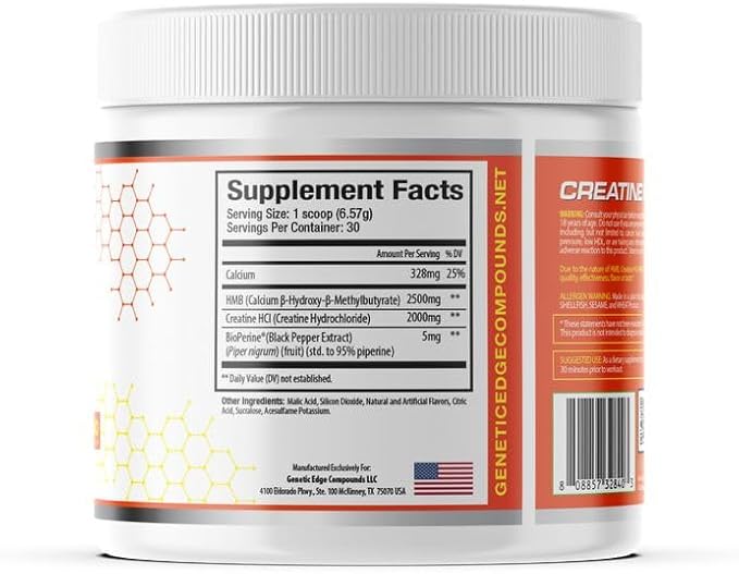 Creatine HCl + HMB for Athletes – Performance &amp Recovery Formula – 2g Creatine HCl 2.5g HMB – Fast Absorption No Bloat No Loading – 30 Servings – GEC (Standard Mango)
