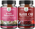 Bundle of PMS Support Supplement for Women with DIM Chasteberry Black Cohosh &amp Ashwagandha and Krill Omega 3 Fish Oil Softgels 500mg - Concentrated Krill EPA &amp DHA - Burpless Fatty Acids Sup