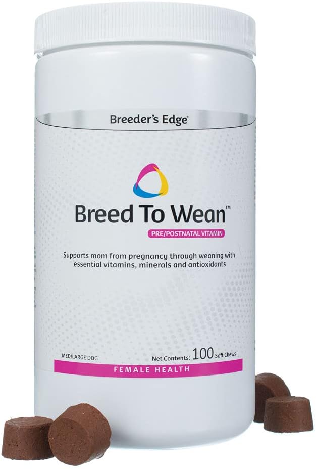 Breeder’s Edge Breed to Wean Prenatal and Postnatal Multivitamin for Dogs &amp Cats Supports Pregnant &amp Nursing Moms Supplement Provides Antioxidants Vitamins &amp Minerals 100ct for Medium