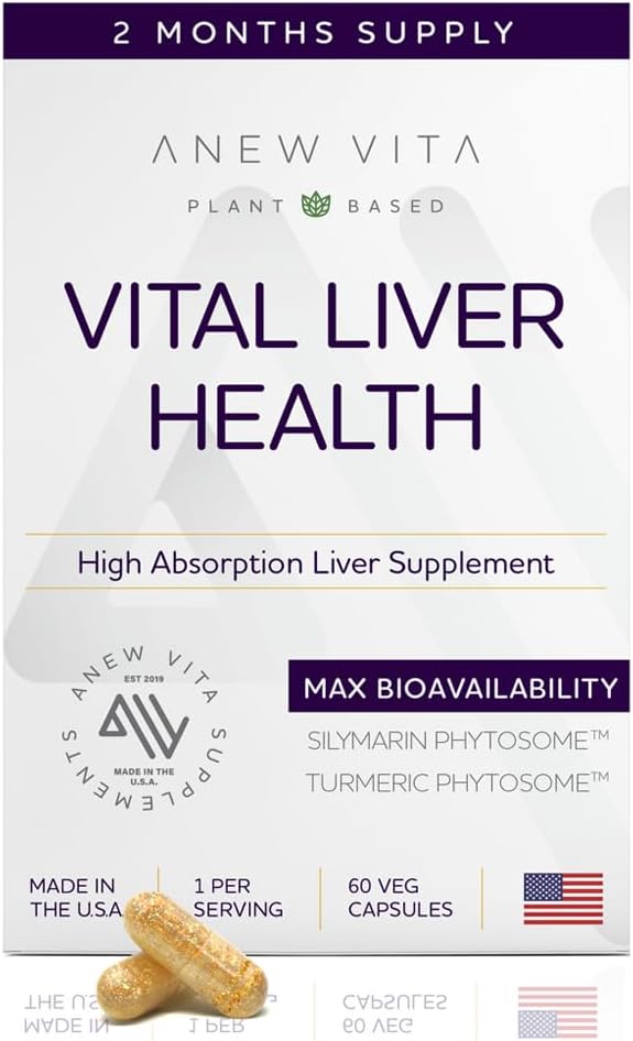 Vital Liver Health Formula - Milk Thistle Supplement for Antioxidant Support Wellness Maintenance &amp Rapid Absorption - Non-GMO Gluten-Free Plant-Based - 60 Veggie Capsules