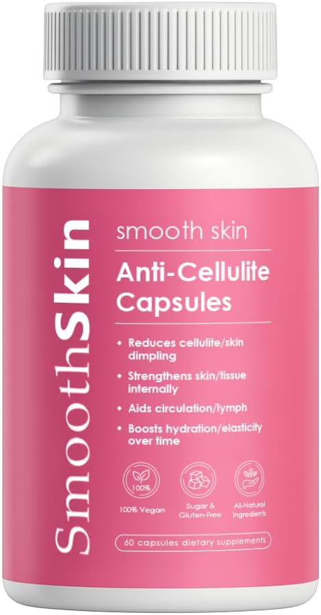 Smooth Skin &amp Circulation Support Capsules Plant-Based Dietary Supplement Helps Reduce Appearance of Cellulite Supports Skin Elasticity 60 Vegan Capsules Gluten-Free Sugar-Free